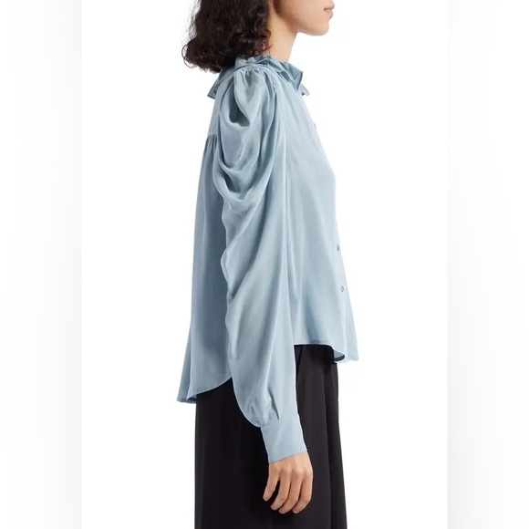 NWT Ulla Johnson Dara Ruffle Neck Silk Button-Up Blouse - Picture 5 of 7